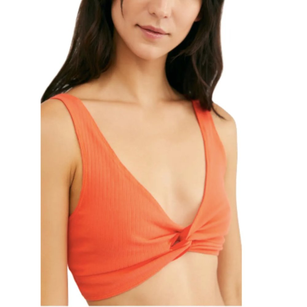 Free People Rubbed Tori Bralette Coral Size Small